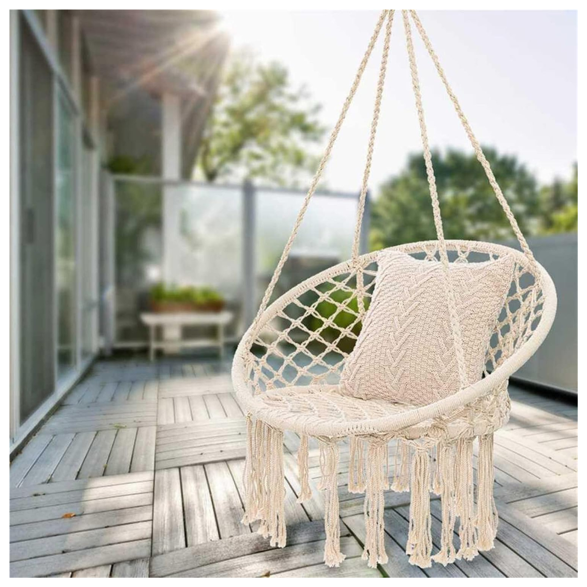 RelaxSwing™ | Silla Hamaca de Macramé Resistencia