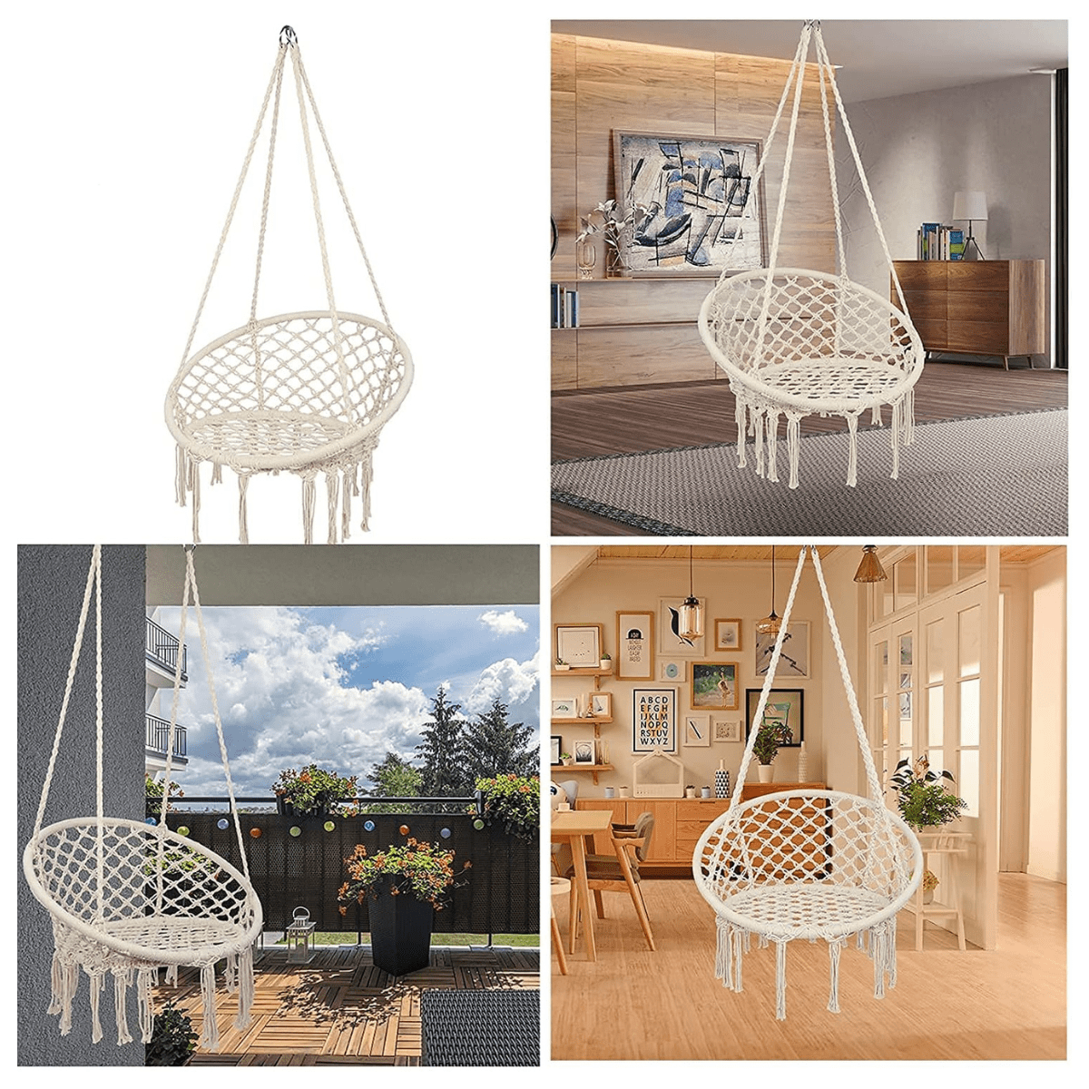 RelaxSwing™ | Silla Hamaca de Macramé Resistencia