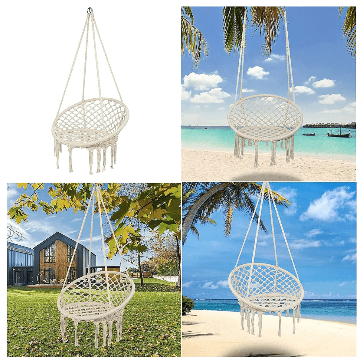 RelaxSwing™ | Silla Hamaca de Macramé Resistencia